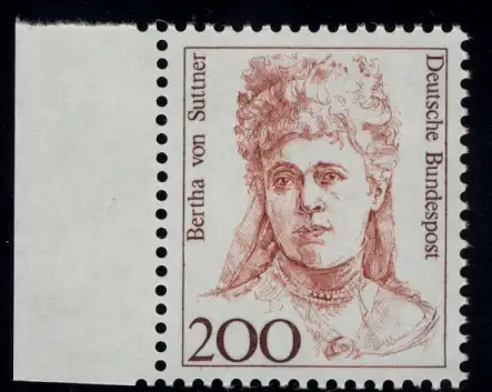 1498 Frauen Bertha von Suttner 200 Pf Seitenrand li. ** postfrisch