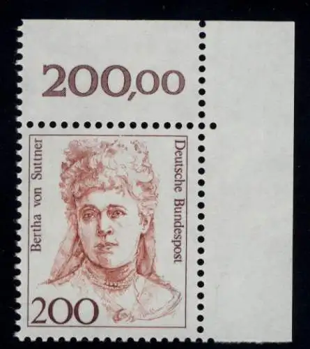 1498 Frauen Bertha von Suttner 200 Pf Ecke or ** postfrisch