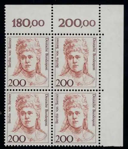 1498 Frauen Bertha von Suttner 200 Pf Eck-Vbl. or ** postfrisch