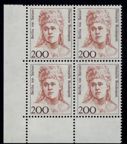 1498 Frauen Bertha von Suttner 200 Pf Eck-Vbl. ul ** postfrisch