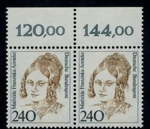 1392 Frauen Mathilde Franziska Anneke 240 Pf Paar OR ** postfrisch