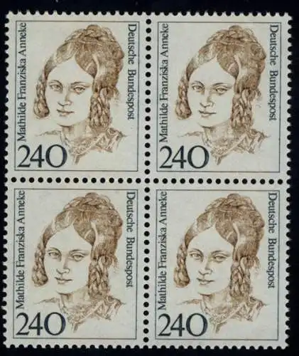 1392 Frauen Mathilde Franziska Anneke 240 Pf Viererblock ** postfrisch