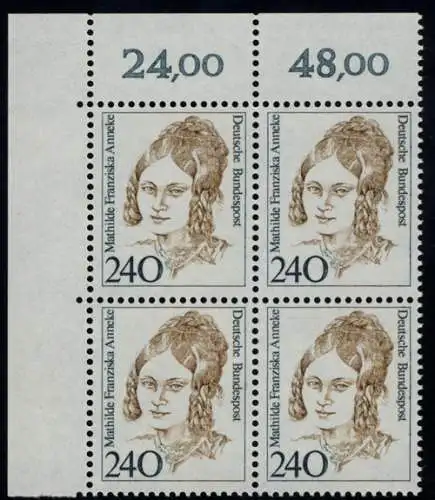 1392 Frauen Mathilde Franziska Anneke 240 Pf Eck-Vbl. ol ** postfrisch