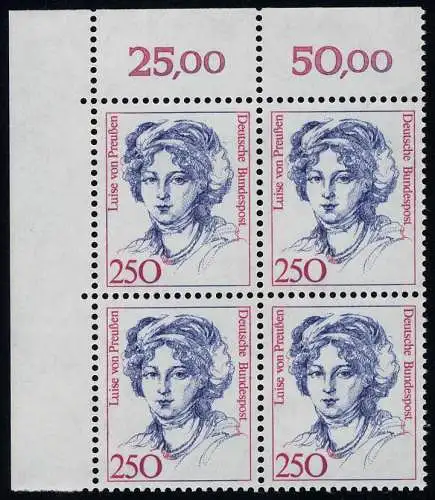 1428 Femmes Luise de Prusse 250 Pf Eck-Vbl. ol ** frais de port