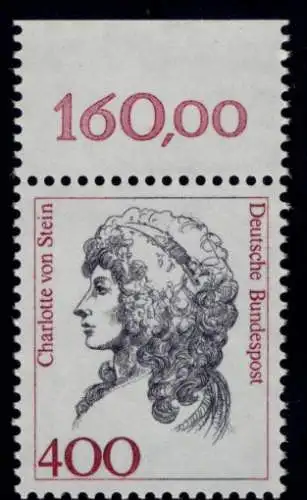 1582 Frauen Charlotte von Stein 400 Pf Oberrand ** postfrisch