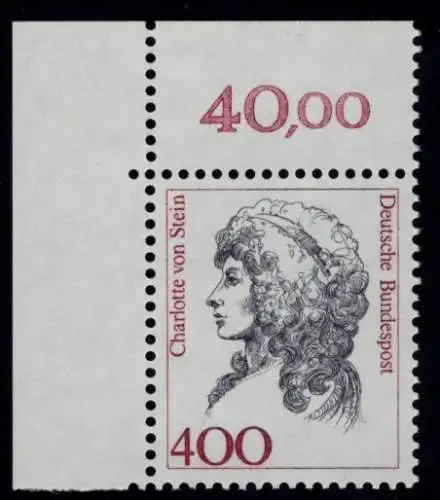 1582 Frauen Charlotte von Stein 400 Pf Ecke ol ** postfrisch