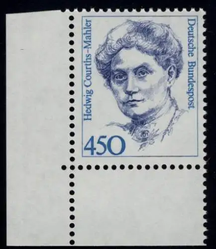 1614 Frauen Hedwig Courths-Mahler 450 Pf Ecke ul ** postfrisch