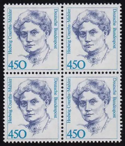 1614 Femmes Hedwig Courths-Mühler 450 Pf Quadruple ** post-fraîchissement