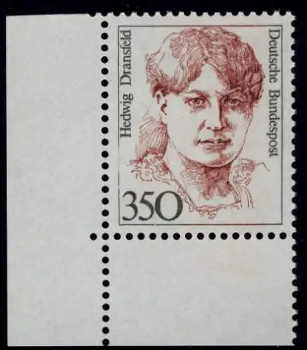1393 Frauen Hedwig Dransfeld 350 Pf Ecke ul ** postfrisch
