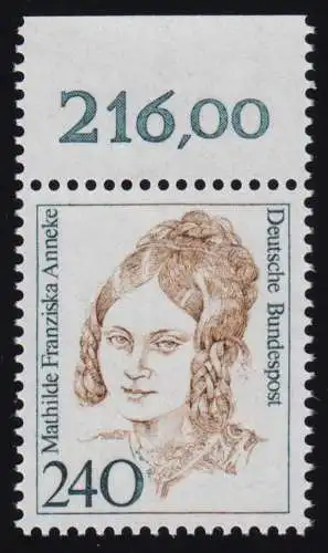 1392 Femmes Mathilde Franziska Anneke 240 Pf Oberrand ** frais de port