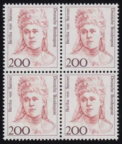 1498 Frauen Bertha von Suttner 200 Pf Viererblock ** postfrisch