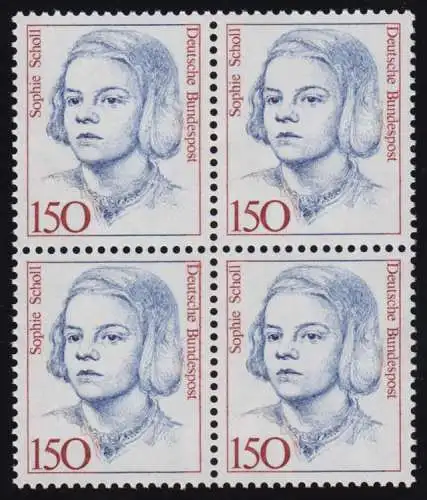 1497 Frauen Sophie Scholl 150 Pf Viererblock ** postfrisch