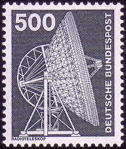 859 Industrie et technologie 500 Pf Radiotélescope, Nouveau fluo, frais de port **