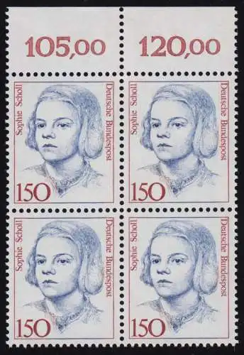 1497 Femmes Sophie Scholl 150 Pf OR-Quaterbl. ** Postfraîchissement