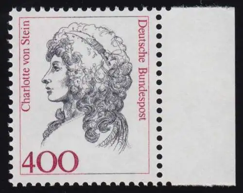 1582 Frauen Charlotte von Stein 400 Pf Seitenrand re. ** postfrisch