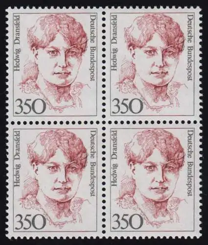 1393 Frauen Hedwig Dransfeld 350 Pf Viererblock ** postfrisch