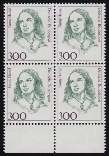 1433 Frauen Fanny Hensel 300 Pf UR-Viererbl. ** postfrisch