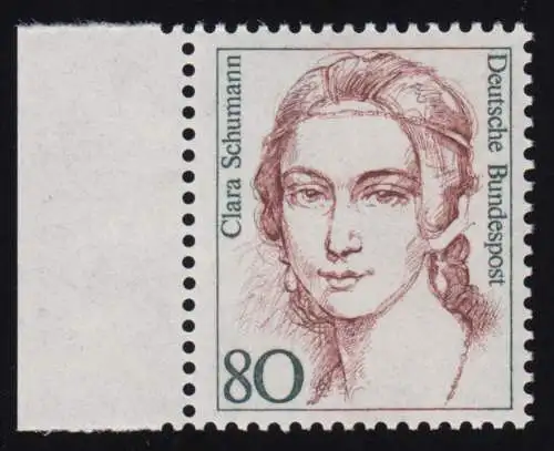 1305 Frauen Clara Schumann 80 Pf Seitenrand li. ** postfrisch