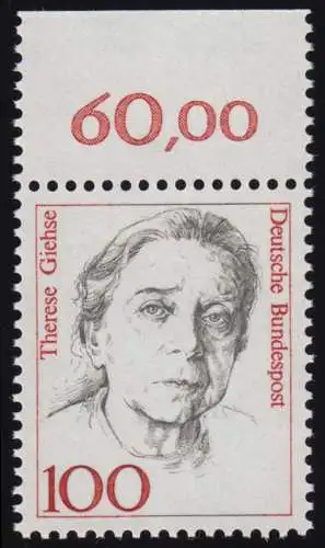 1390 Frauen Therese Giehse 100 Pf Oberrand ** postfrisch