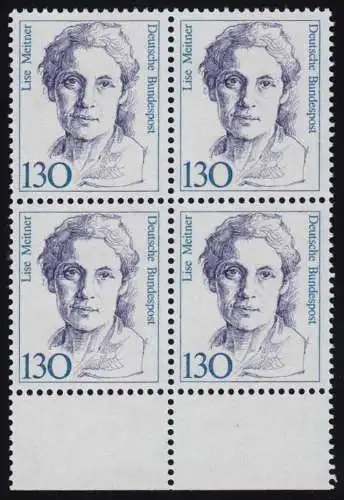 1366 Frauen Lise Meitner 130 Pf UR-Viererbl. ** postfrisch