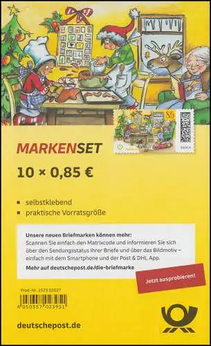 FB 141 Weihnachtsbäckerei - Folienblatt 10x3869, postfrisch **