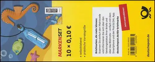 FB 138 Monde des lettres Post bouteille 10 cent, feuille 10x3866, frais de port **