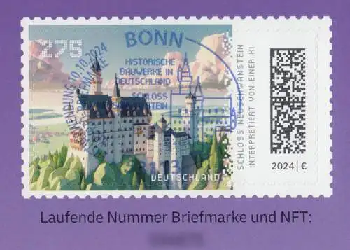 130b Carnets de marque LILA avec 3860 château Neuschwanstein, EV-O BONN 10.10.24