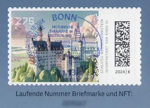 130c BLAU avec 3860 château Neuschwanstein, EV-O BONN 10.10.24