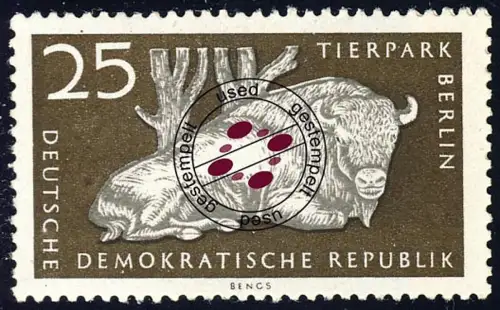 555 XII Tierpark 25 Pf Wisent Wz.2 XII, gestempelt O