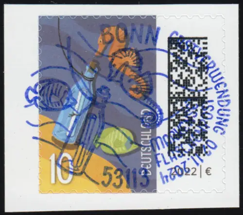 3866II WdB 10 Cent Flaschenpost sk KLEINES Markenbild aus FB 138II, EV-O 2.11.24