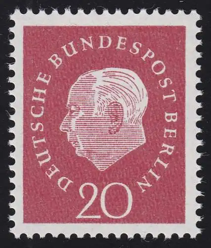 184w Theodor Heuss 20 Pf glatte Gummierung, postfrisch **