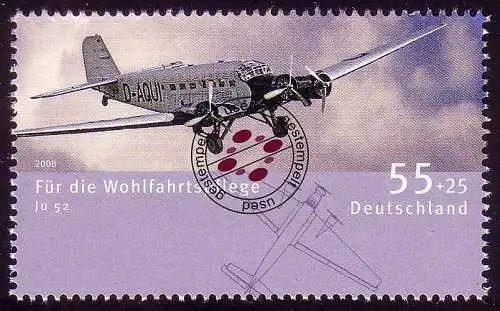 2672 Wofa Luftfahrzeuge 55+25 C Junkers Ju 52, gestempelt O