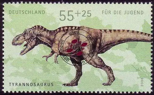 2688 Dinosaurier 55+20 C Tyrannosaurus aus Block 73, gestempelt O