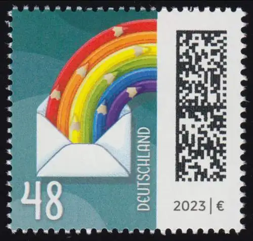 3735 Welt der Briefe: Regenbogenbrief 48 Cent, nassklebend, ** postfrisch