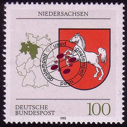 1662 Niedersachsen 100 Pf, gestempelt O