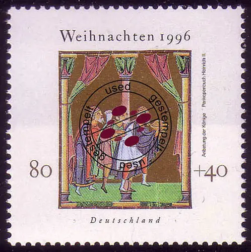 1891 Weihnachten 80+40 Pf, gestempelt O