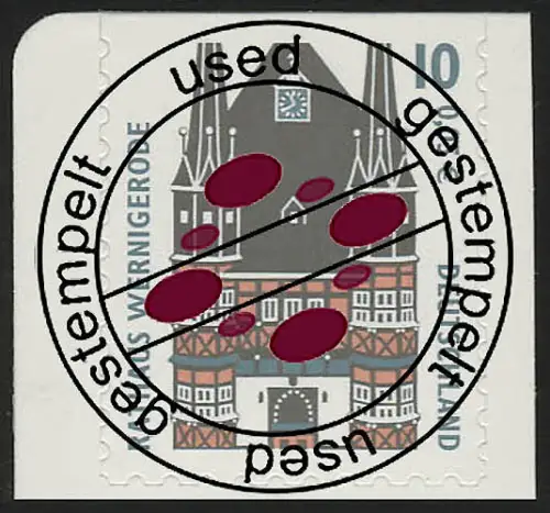 2187BC SWK 10 Pf/0,05 oben geschnitten sk Rathaus Wernigerode, gestempelt O
