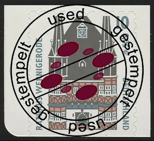 2187BD SWK 10 Pf/0,05 unten geschnitten sk Rathaus Wernigerode, gestempelt O