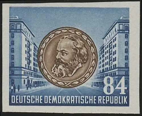 395B YI Karl-Marx-Jahr aus Block, 84 Pf Wasserzeichen 2 YI **