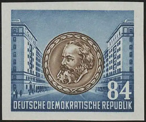 395B YII Karl-Marx-Jahr aus Block, 84 Pf Wz.2 YII **