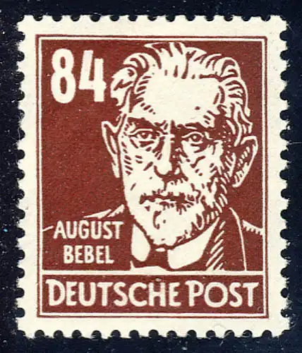 341 August Bebel 84 Pf mit Wasserzeichen 2 ** postfrisch