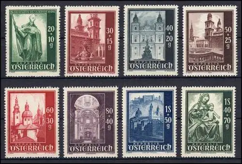 885-892 Wiederaufbau des Salzburger Doms, 8 Werte komplett postfrisch **