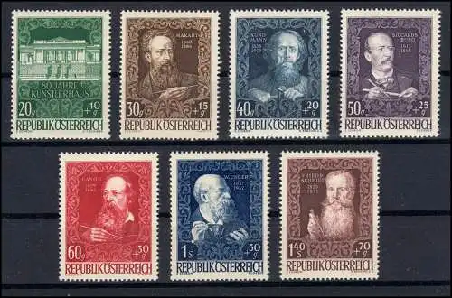 878-884 Künstlerhaus Wien, 7 Werte komplett postfrisch **
