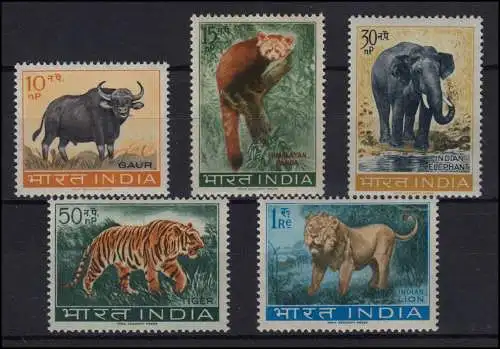 Indien 358-362 Tiere, Satz ** postfrisch / MNH