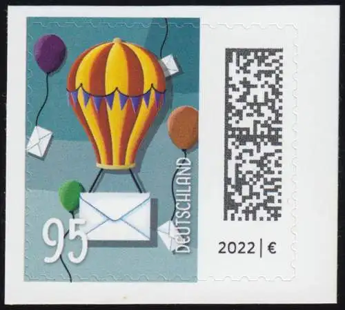 3873 Welt der Briefe 95 Cent Ballonpost, SELBSTKL. aus FB 142, postfrisch **