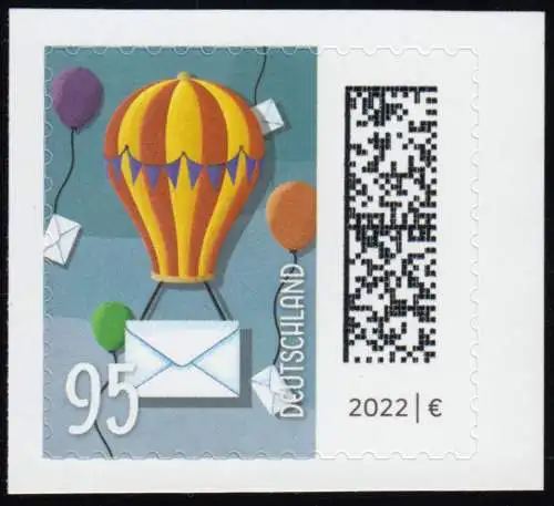 3873 Welt der Briefe 95 Cent Ballonpost, SELBSTKL. aus FB 142, postfrisch **