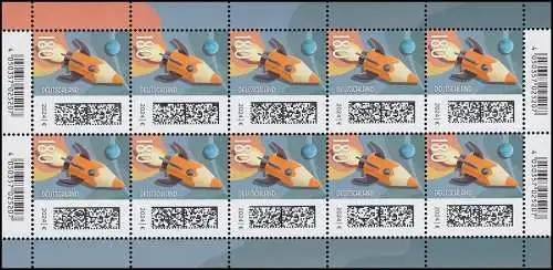 3870 Welt der Briefe Raketenpost 180 Cent - 10er-Bogen postfrisch ** / MNH