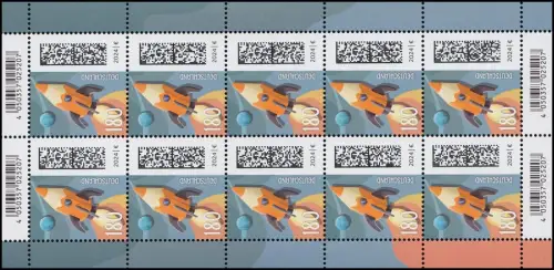 3870 Welt der Briefe Raketenpost 180 Cent - 10er-Bogen postfrisch ** / MNH