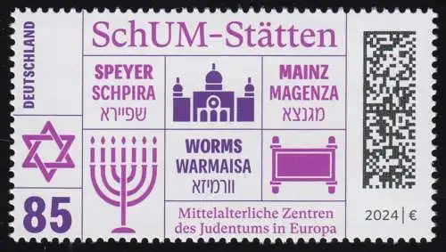 3872 SchUM-Stätten Speyer, Worms, Mainz - postfrisch **