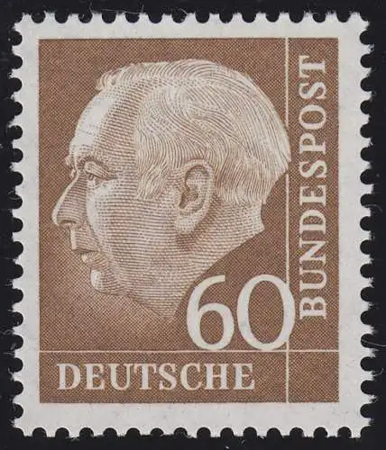 262xw Theodor Heuss 60 Pf, glatte Gummierung, postfrisch **